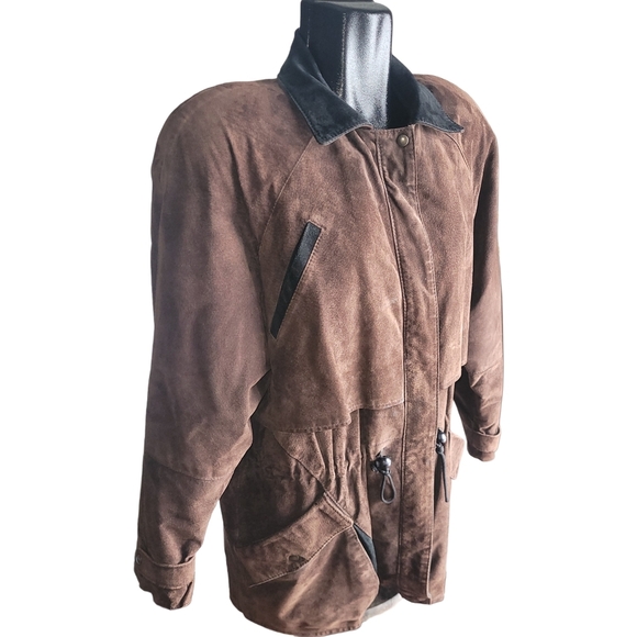 Smart Set Vintage 90's Brown Suede Mid Length Jacket M - Picture 3 of 8